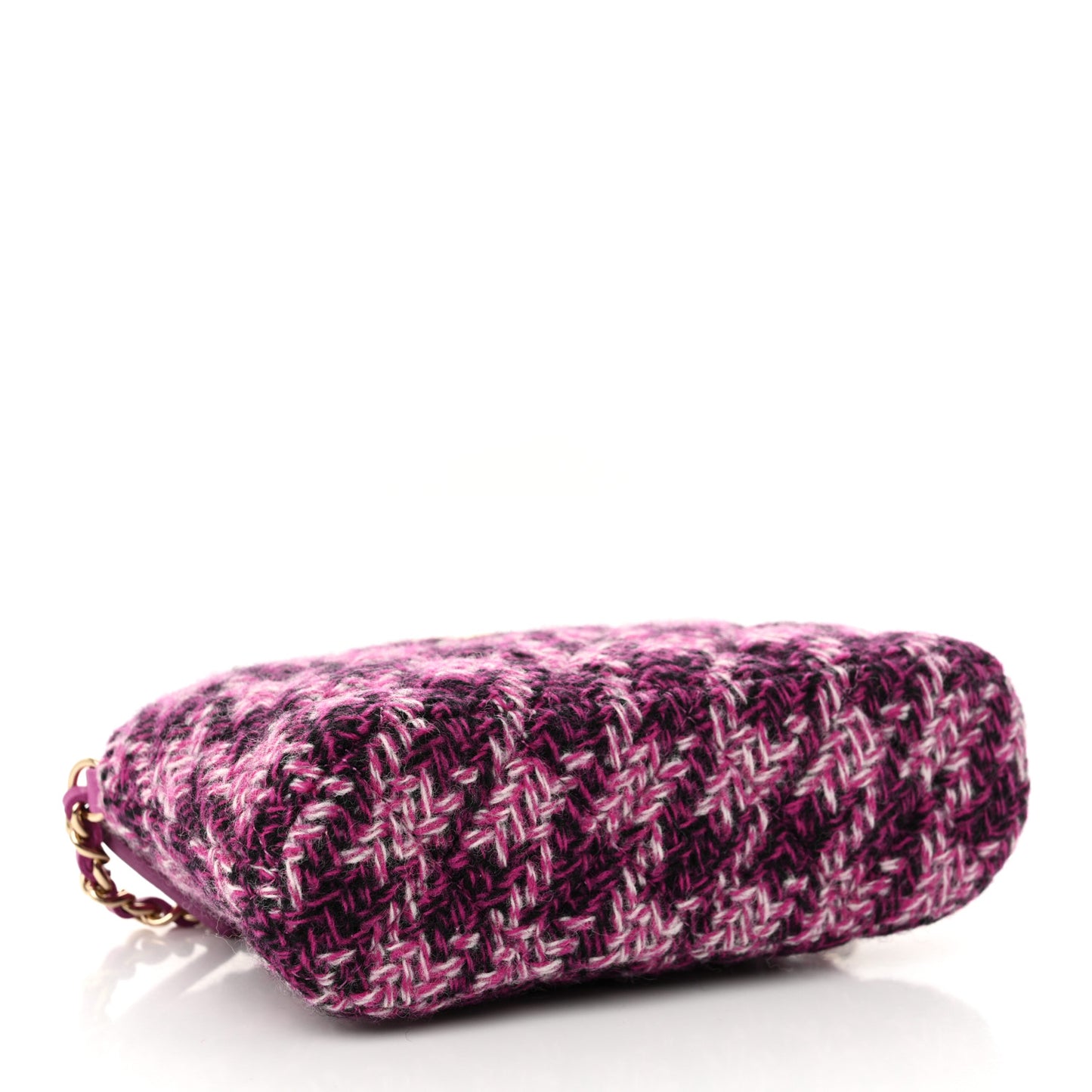 Tweed Quilted Mini Clutch With Chain Purple