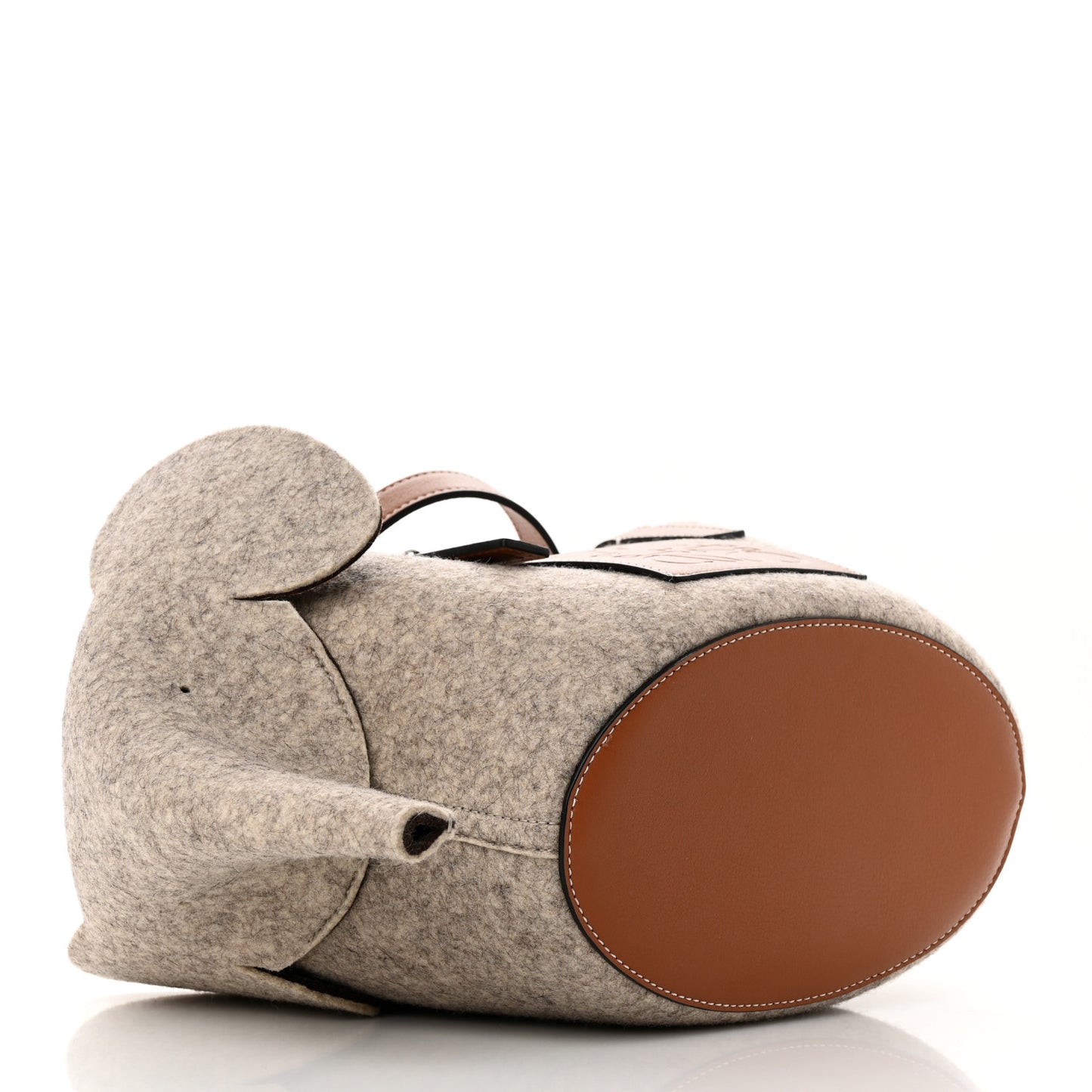 Calfskin Felt Elephant Basket Tote Beige Brown