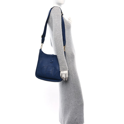 Hermes Taurillon Clemence EVELYNE III PM Bleu Encre 2 of 11
