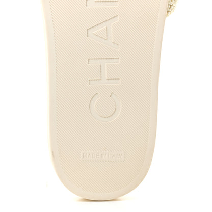 Chanel Lambskin Pearl Beaded Woven Slides 39 Beige 10 of 12