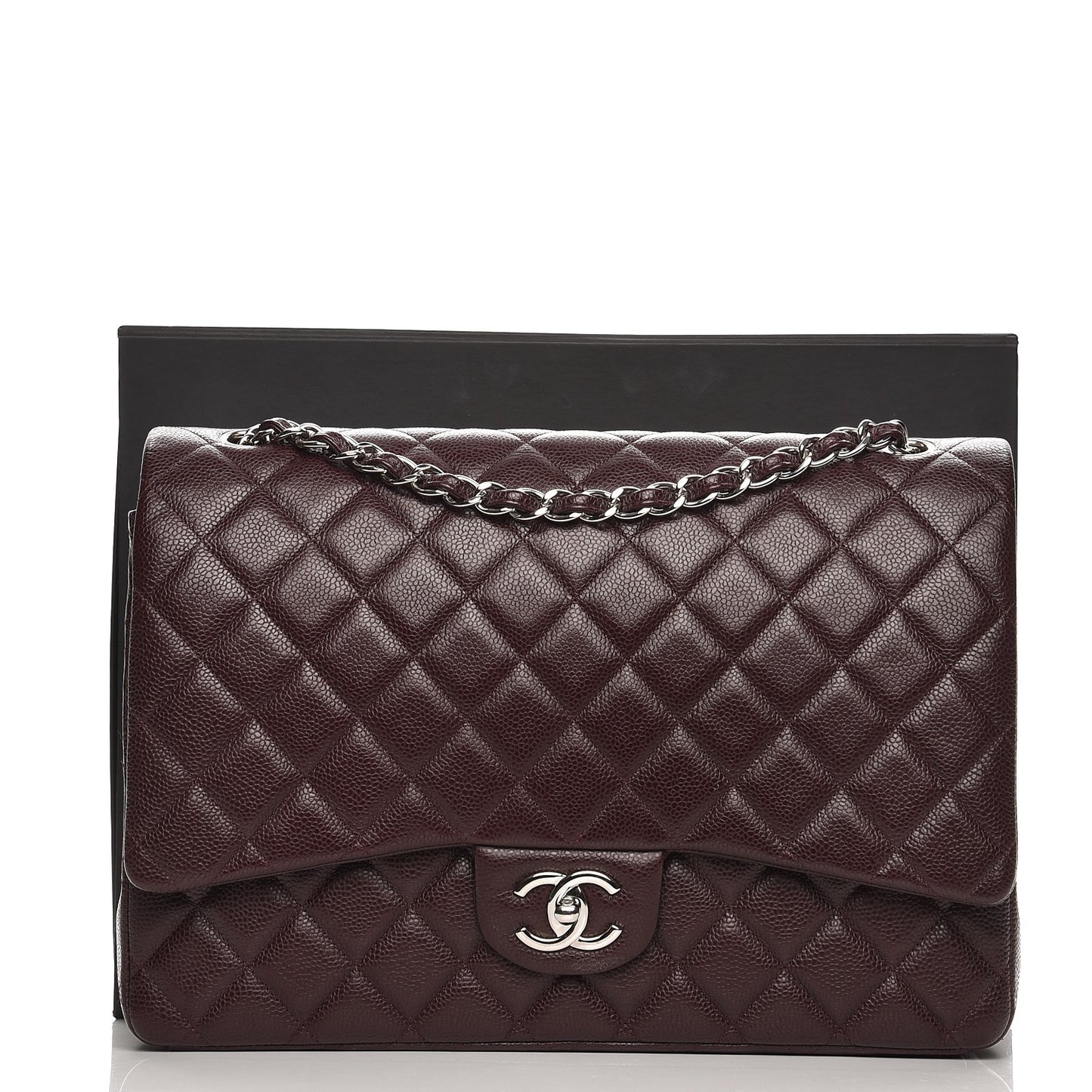 Caviar Quilted Maxi Double Flap Dark Purple