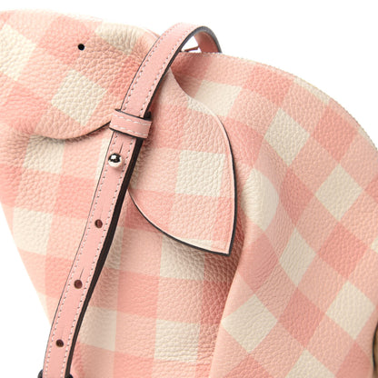 Loewe Calfskin Shearling Gingham Mini Bunny Crossbody Bag Pink 9 of 10