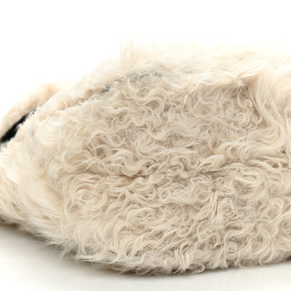 Celine Shearling Gourmette Shoulder Bag Cream 9 of 10