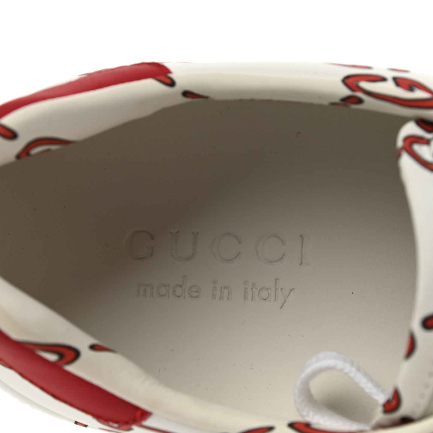 Calfskin GucciGhost Print Womens Ace Sneakers 8 White Hibiscus Red