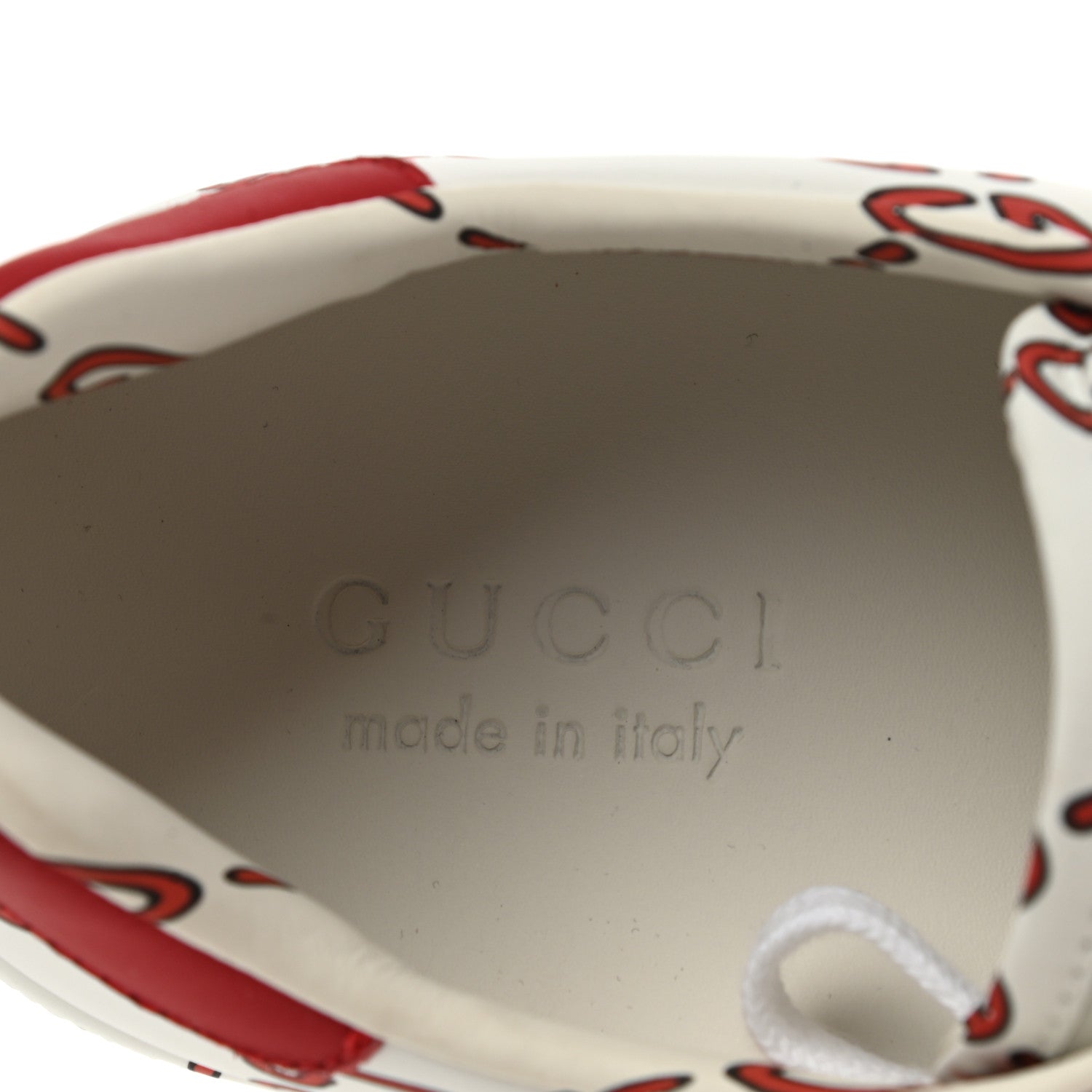 Gucci Calfskin GucciGhost Print Womens Ace Sneakers 8 White Hibiscus Red 7 of 12