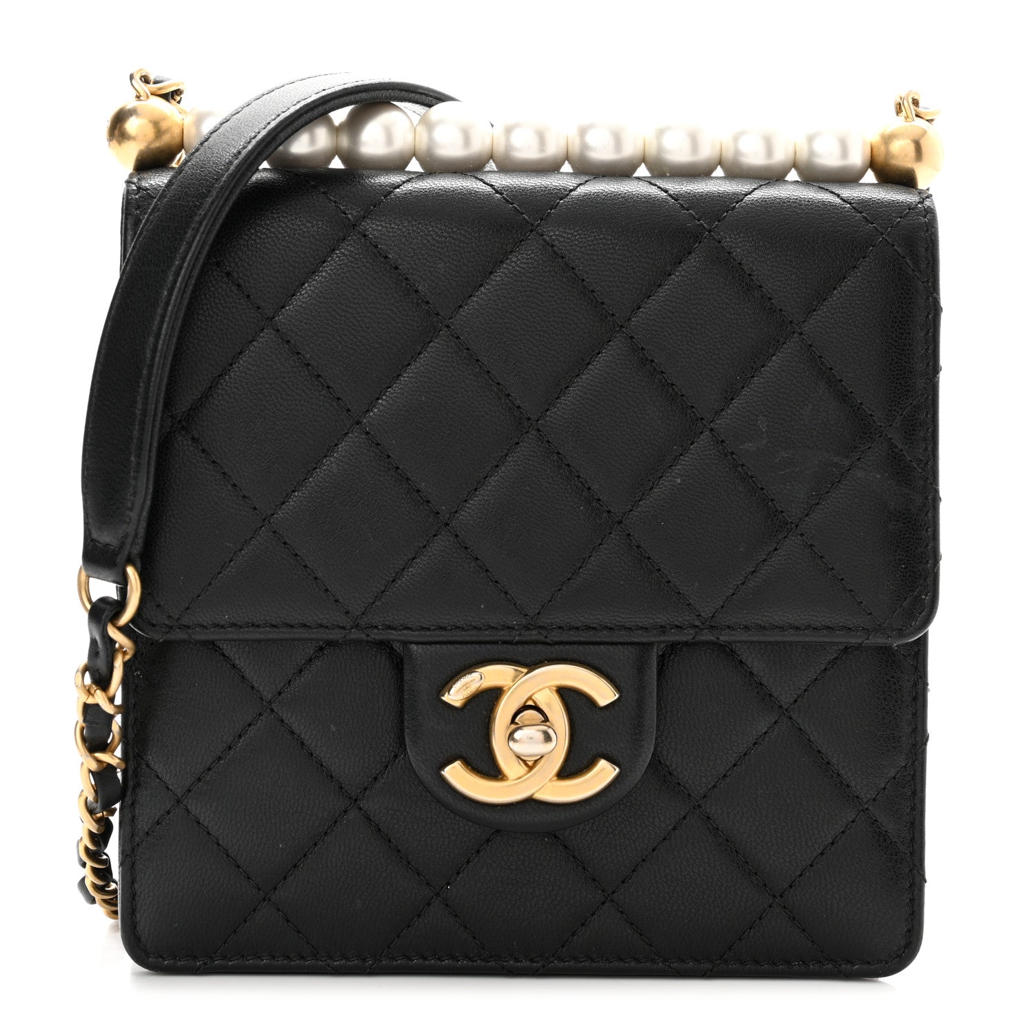 Chanel Goatskin Quilted Chic Pearls Flap Black 1 of 12