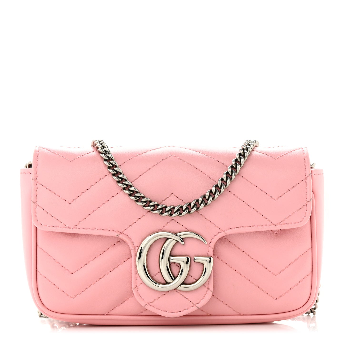 Calfskin Matelasse Super Mini GG Marmont Shoulder Bag Wild Rose