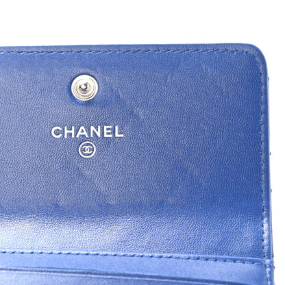 Chanel Calfskin Stitched Fancy CC Compact Flap Wallet Blue 10 of 12