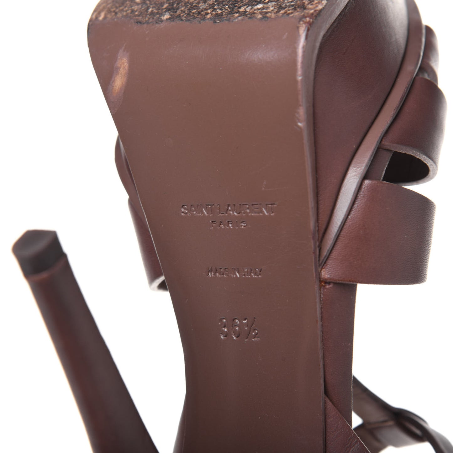 Calfskin Tribute 105 Platform Sandals 36.5 Dark Cuoio