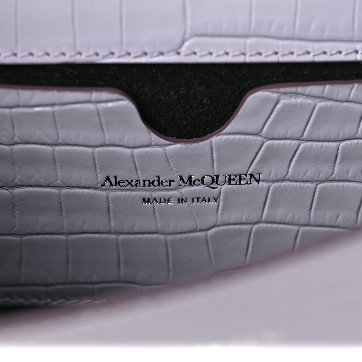 Shiny Crocodile Embossed Jeweled Satchel Lavender