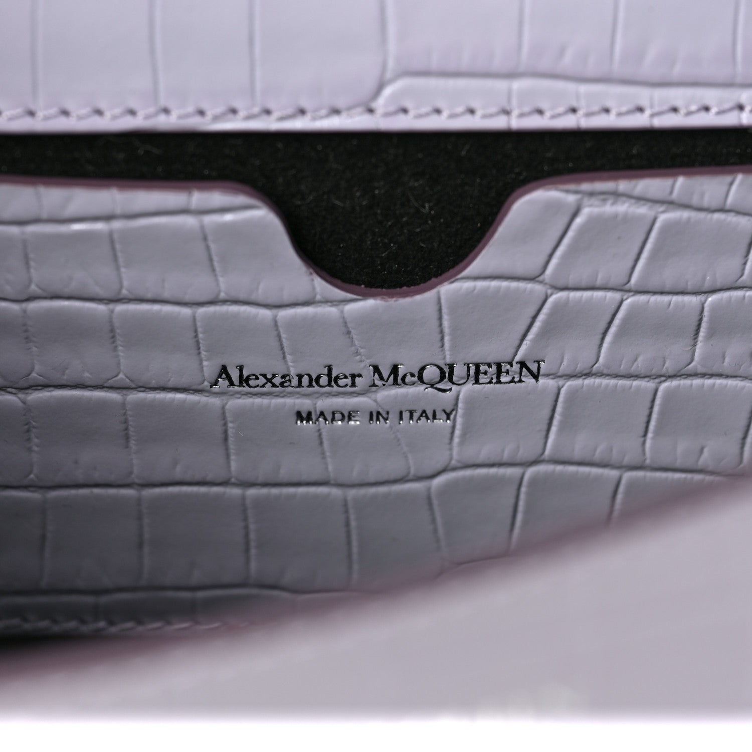 Alexander McQueen Shiny Crocodile Embossed Jeweled Satchel Lavender 6 of 8