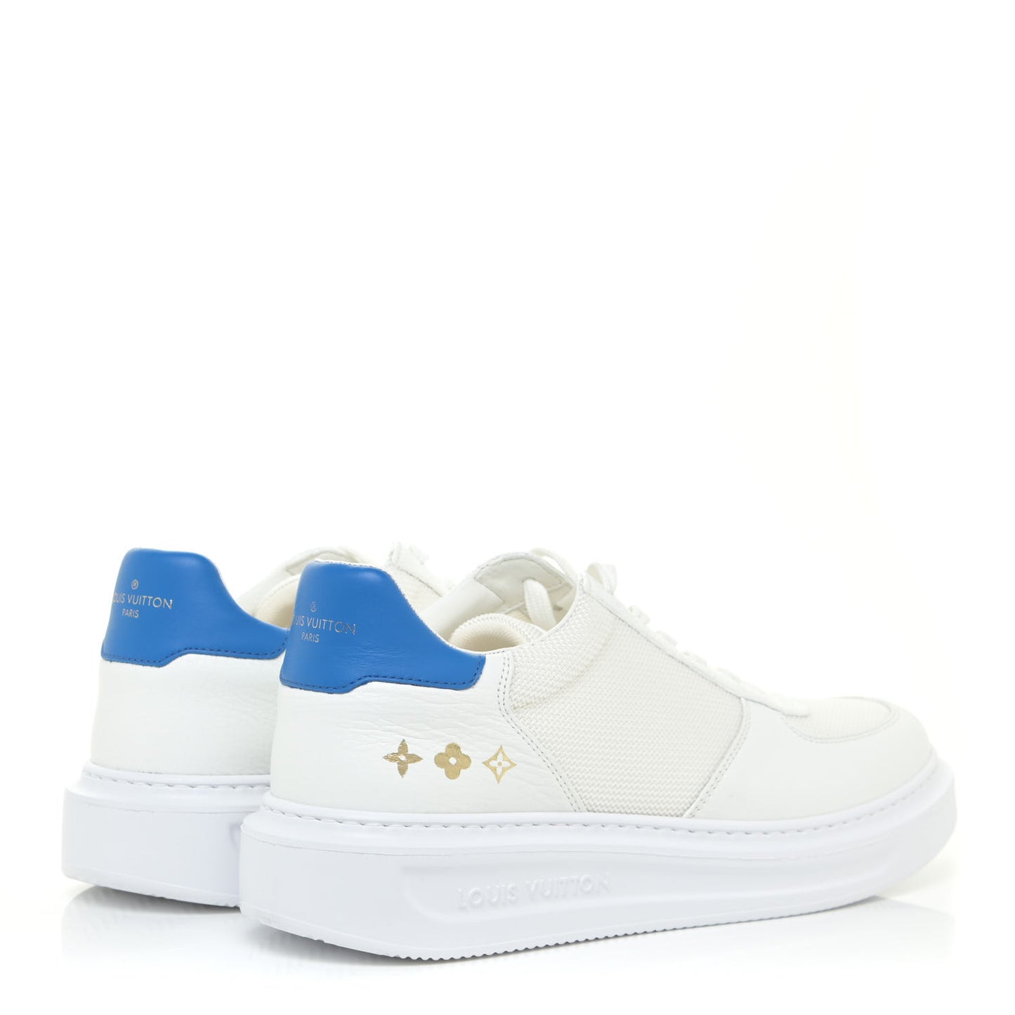 Calfskin Mongram Beverly Hills Sneakers 7.5 White Blue
