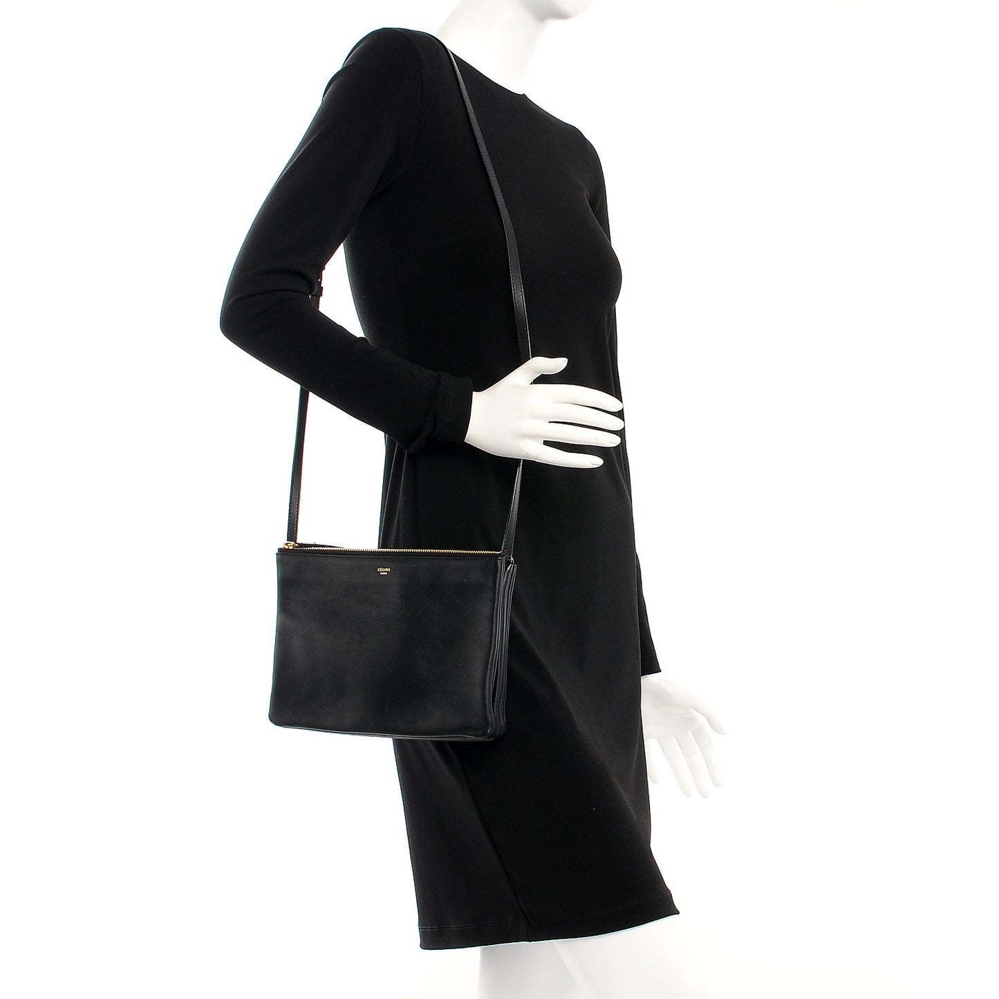 Lambskin Large Trio Crossbody Bag Black