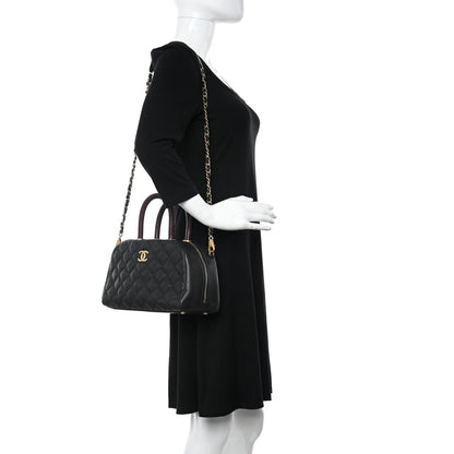 Chanel Caviar Lizard Quilted Coco Handle Bowler Black 2 of 12