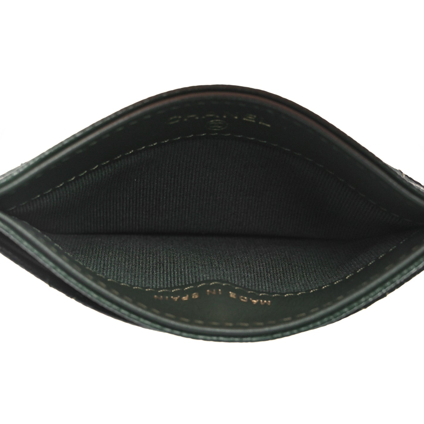 Caviar Quilted Chain CC Card Holder Khaki
