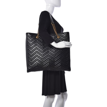 Gucci Azalea Calfskin Matelasse Large GG Marmont Slim Tote Black 2 of 9