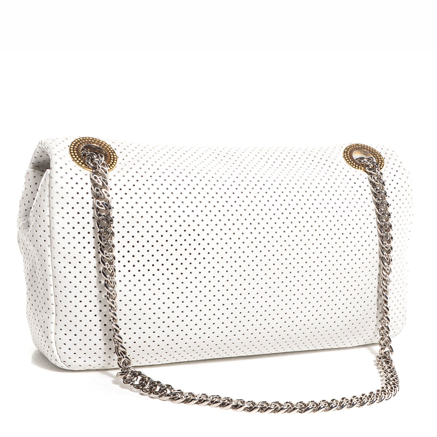 Chanel Lambskin Perforated Drill Flap White 3 of 9