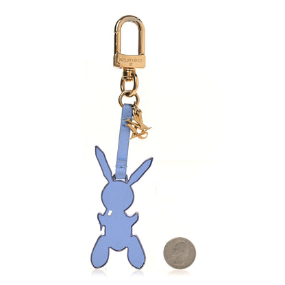 Louis Vuitton Calfskin Jeff Koons Masters LV Rabbit Bag Charm Key Ring Blue 2 of 6