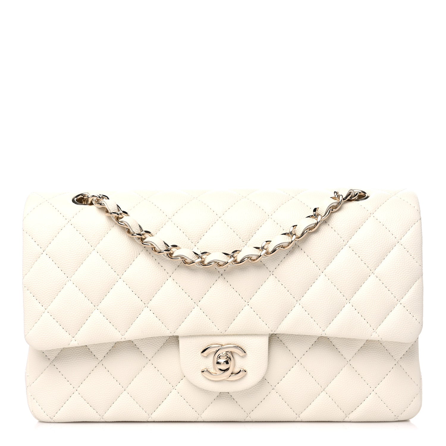 Chanel Caviar Quilted Medium Double Flap White 1 of 10