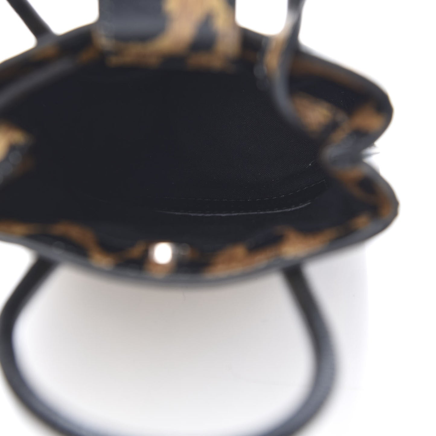 Smooth Calfskin Leopard Print Logo Shopping Phone Holder Bag Beige Black