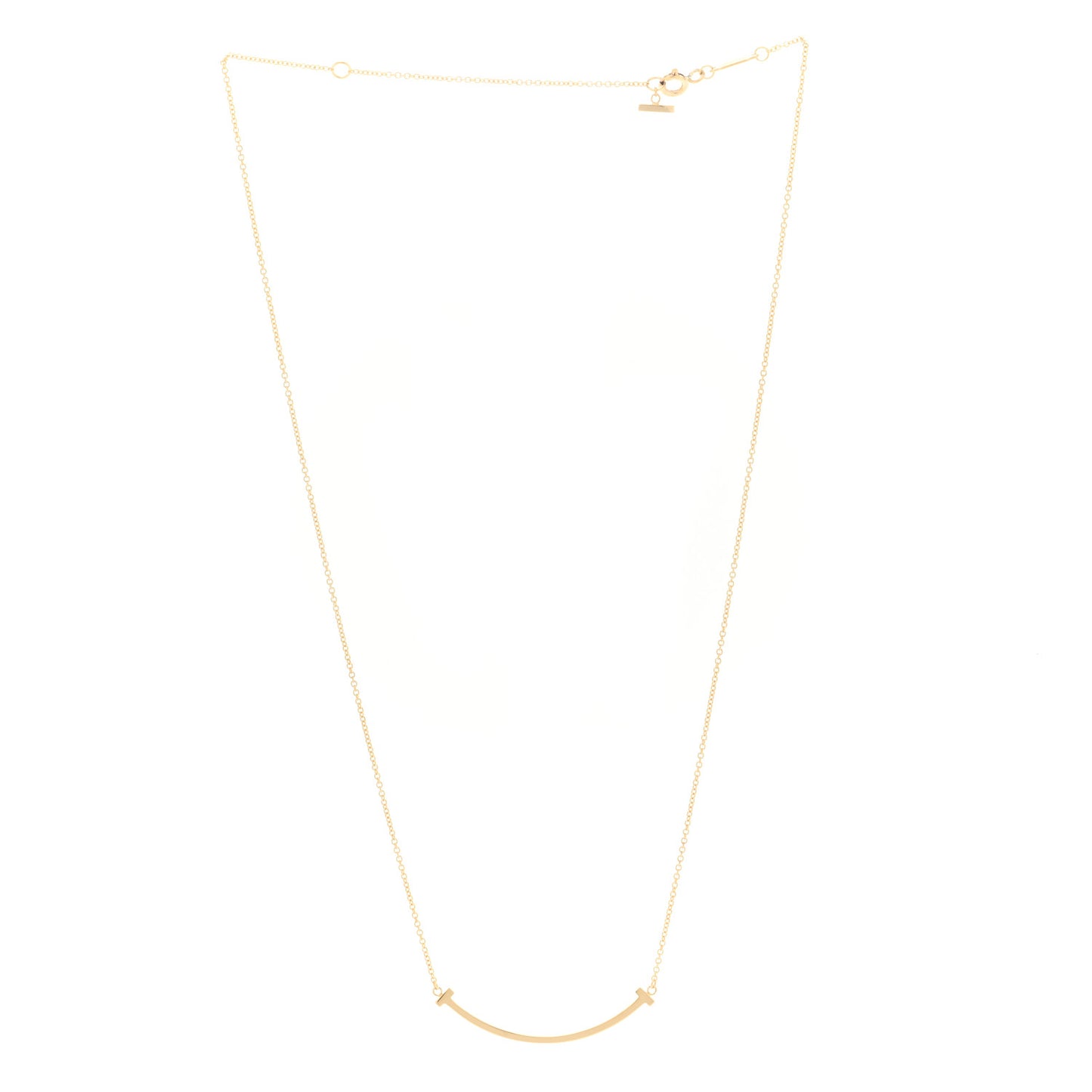 18K Yellow Gold Small T Smile Pendant Necklace