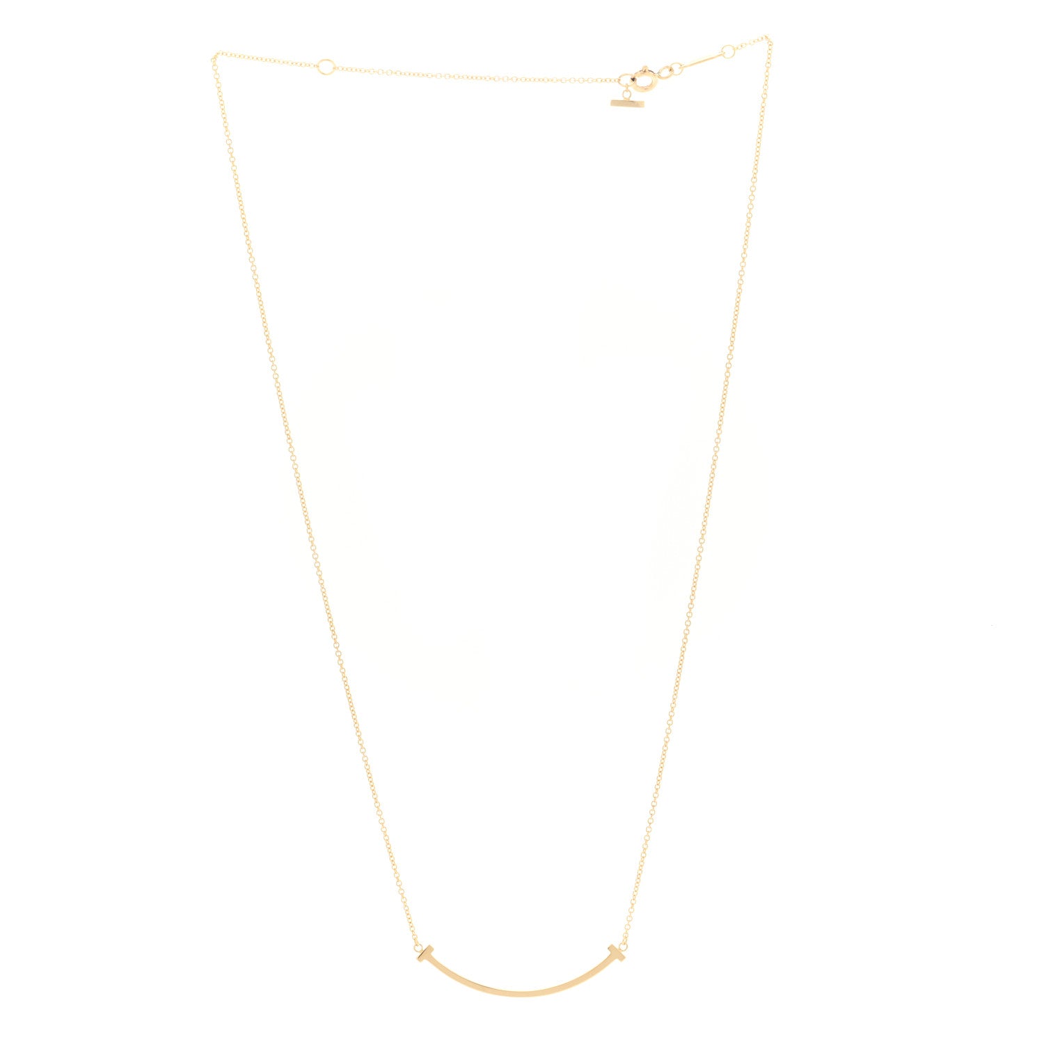 Tiffany 18K Yellow Gold Small T Smile Pendant Necklace 2 of 4