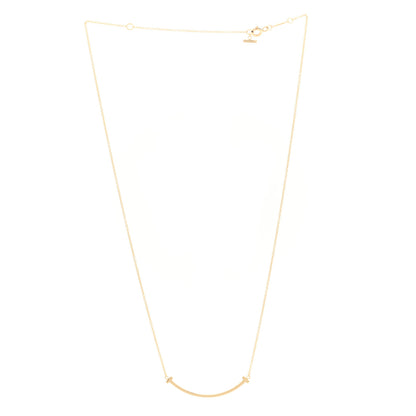 Tiffany 18K Yellow Gold Small T Smile Pendant Necklace 2 of 4