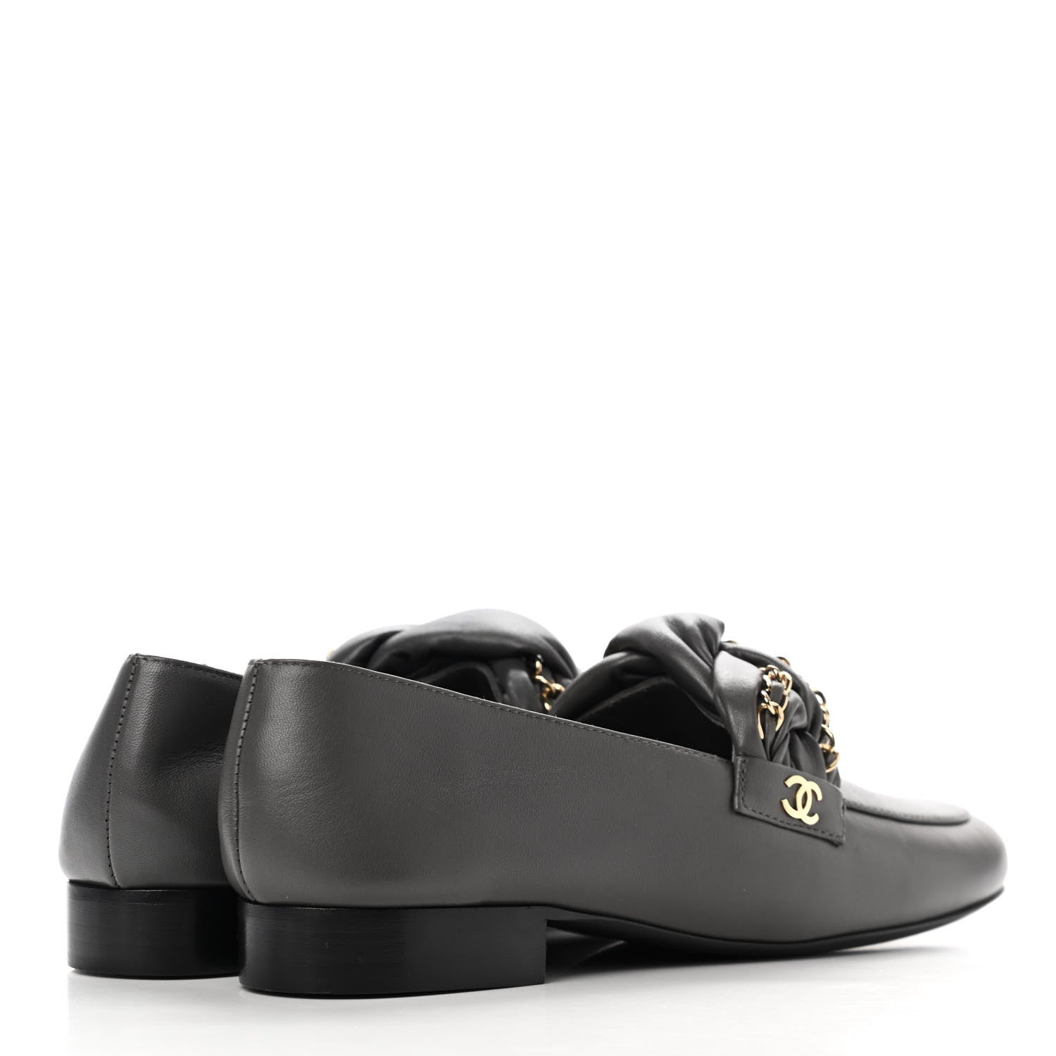 Chanel Lambskin CC Braided Chain Loafers 37 Grey 4 of 9