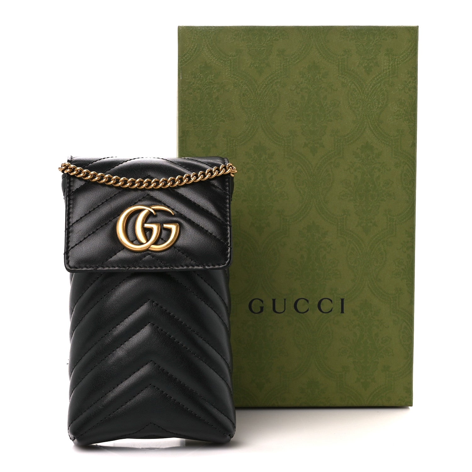 Gucci Calfskin Matelasse Mini GG Marmont Crossbody Bag Black 11 of 11