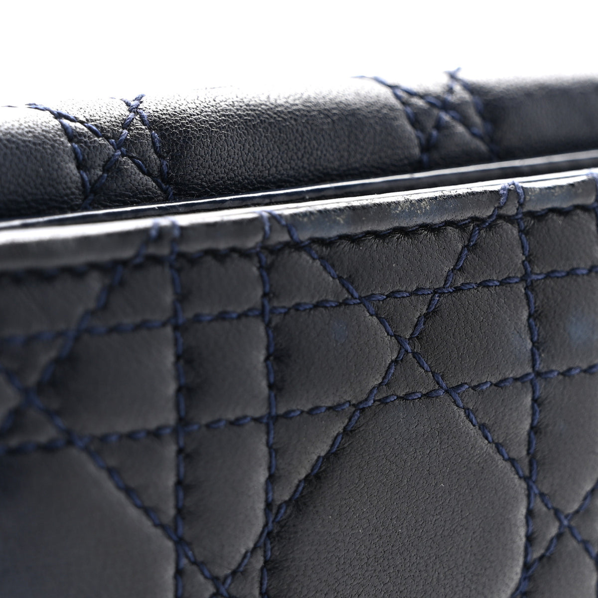 Lambskin Cannage Dioraddict Flap Wallet Navy