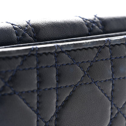 Christian Dior Lambskin Cannage Dioraddict Flap Wallet Navy 9 of 9