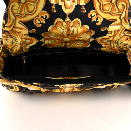 Fendi X VERSACE Silk Fendace FF Baroque Quilted Scarf Baguette Black Gold 5 of 8