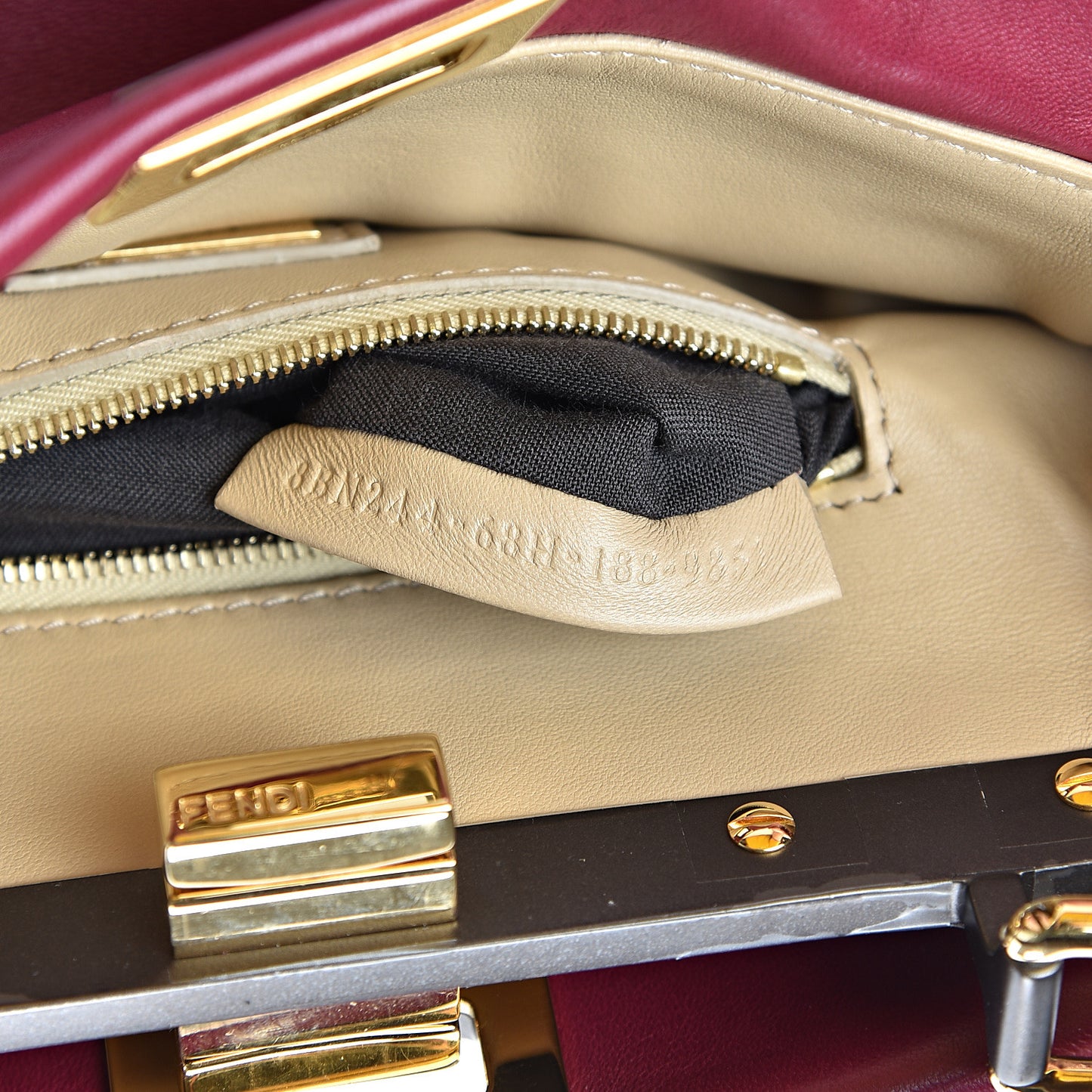 Nappa Mini Peekaboo Iconic Satchel Black Cherry Brown