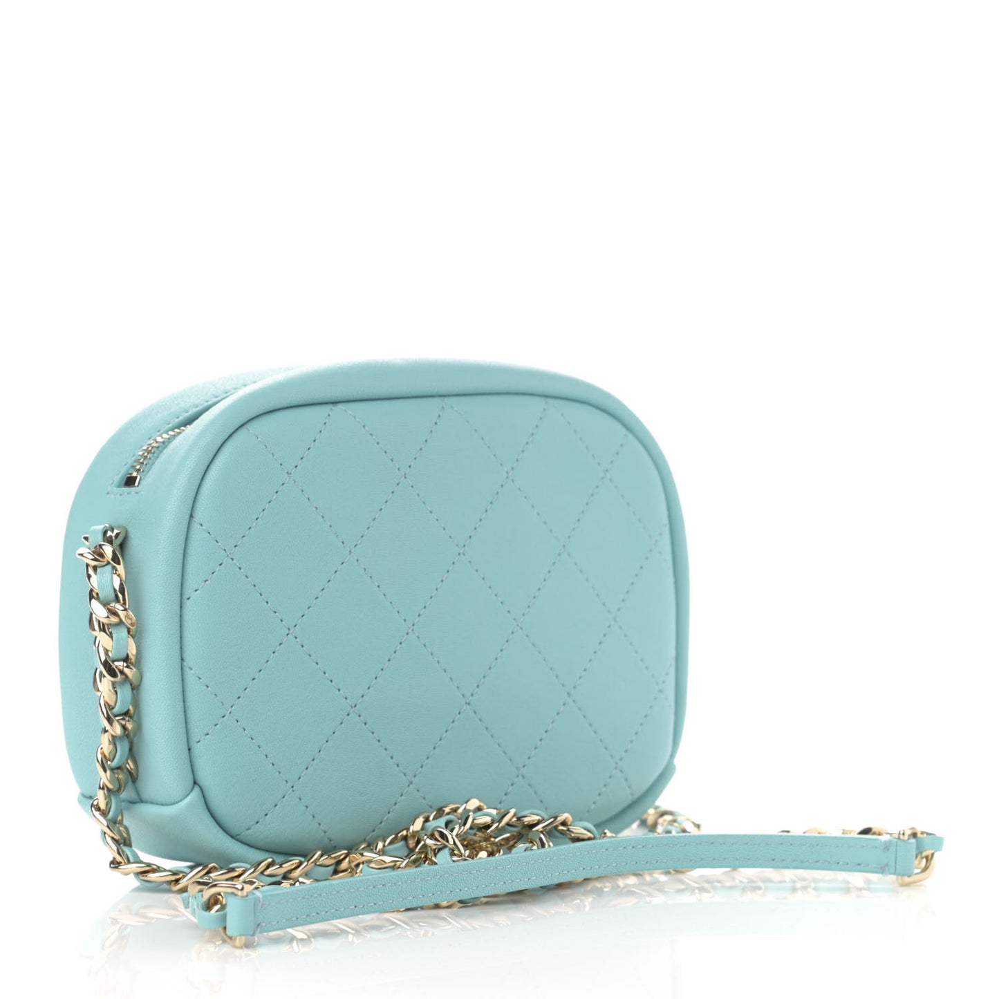 Goatskin Quilted Small Casual Trip Camera Case Light Blue