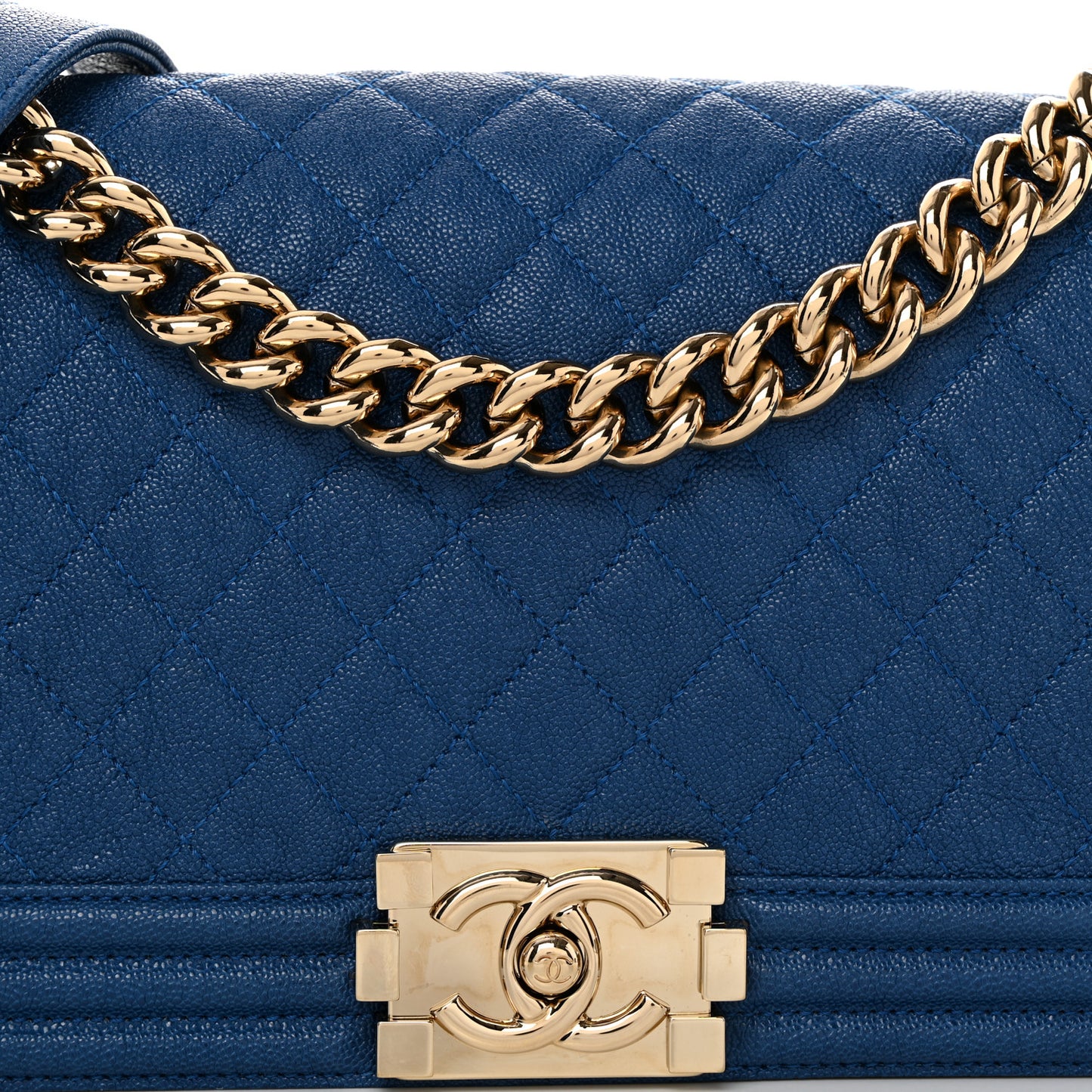 Caviar Quilted Medium Boy Flap Blue