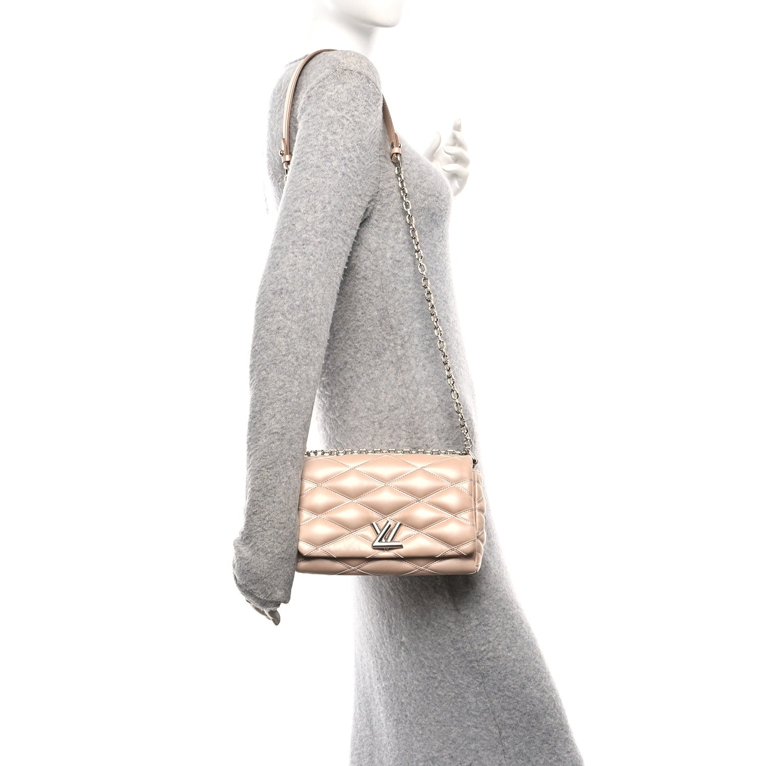Louis Vuitton Lambskin Malletage GO-14 PM Champagne 2 of 11