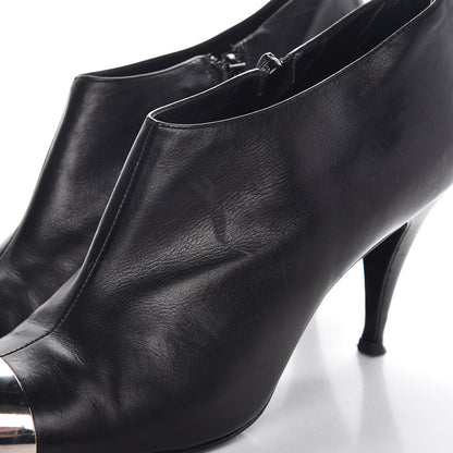 Chanel Calfskin CC Silver Cap Toe Ankle Boots 40 Black 11 of 16