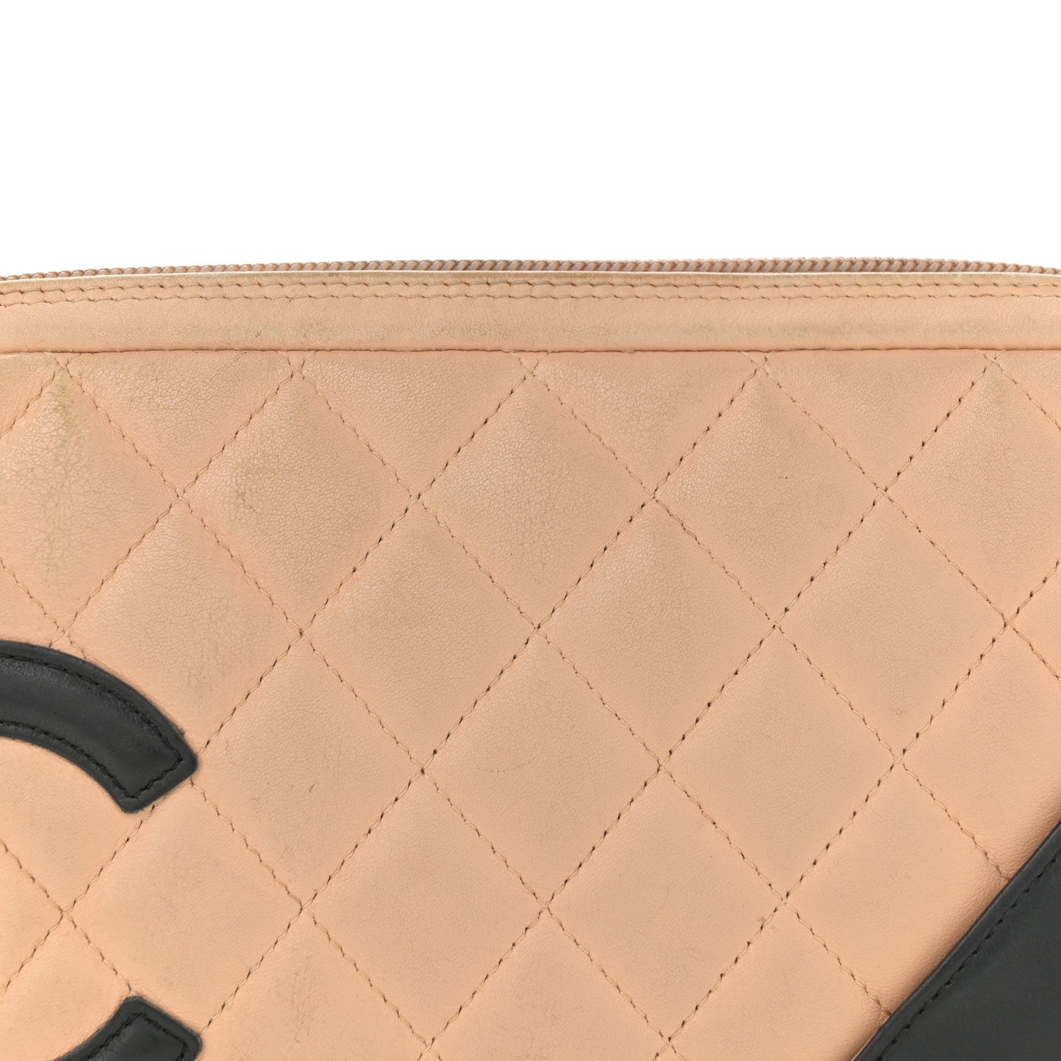 Chanel Calfskin Quilted Cambon Pochette Beige Black 8 of 12
