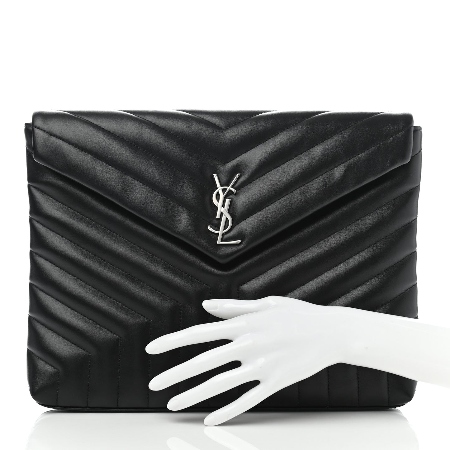 Calfskin Y Quilted Monogram Loulou Document Holder Black