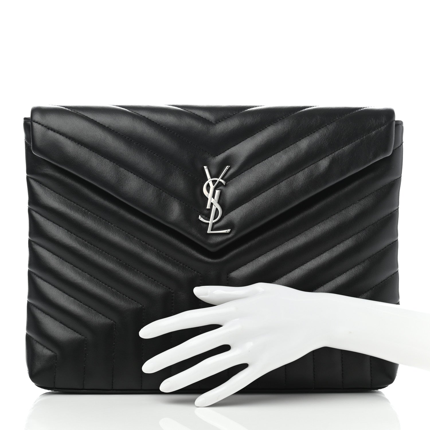 Saint Laurent Calfskin Y Quilted Monogram Loulou Document Holder Black 2 of 6