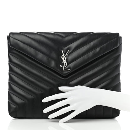 Saint Laurent Calfskin Y Quilted Monogram Loulou Document Holder Black 2 of 6