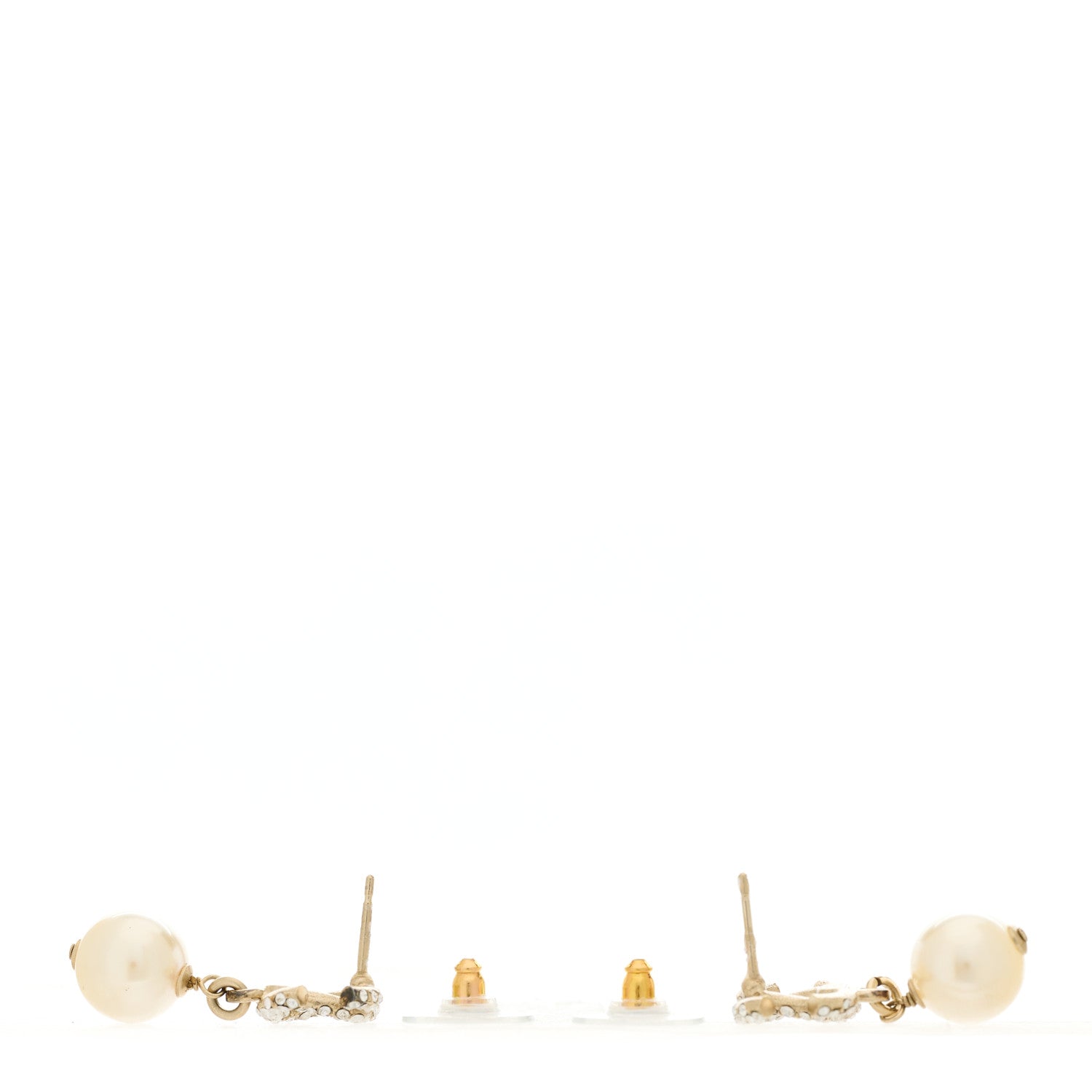 Chanel Pearl CC Drop Earrings Gold Silver 3 of 5