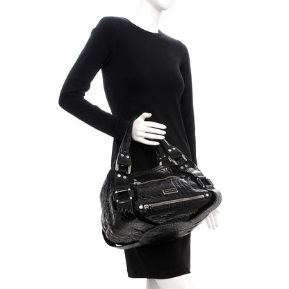 Jimmy Choo Croc Calfskin Embossed Mahala Black 2 of 10