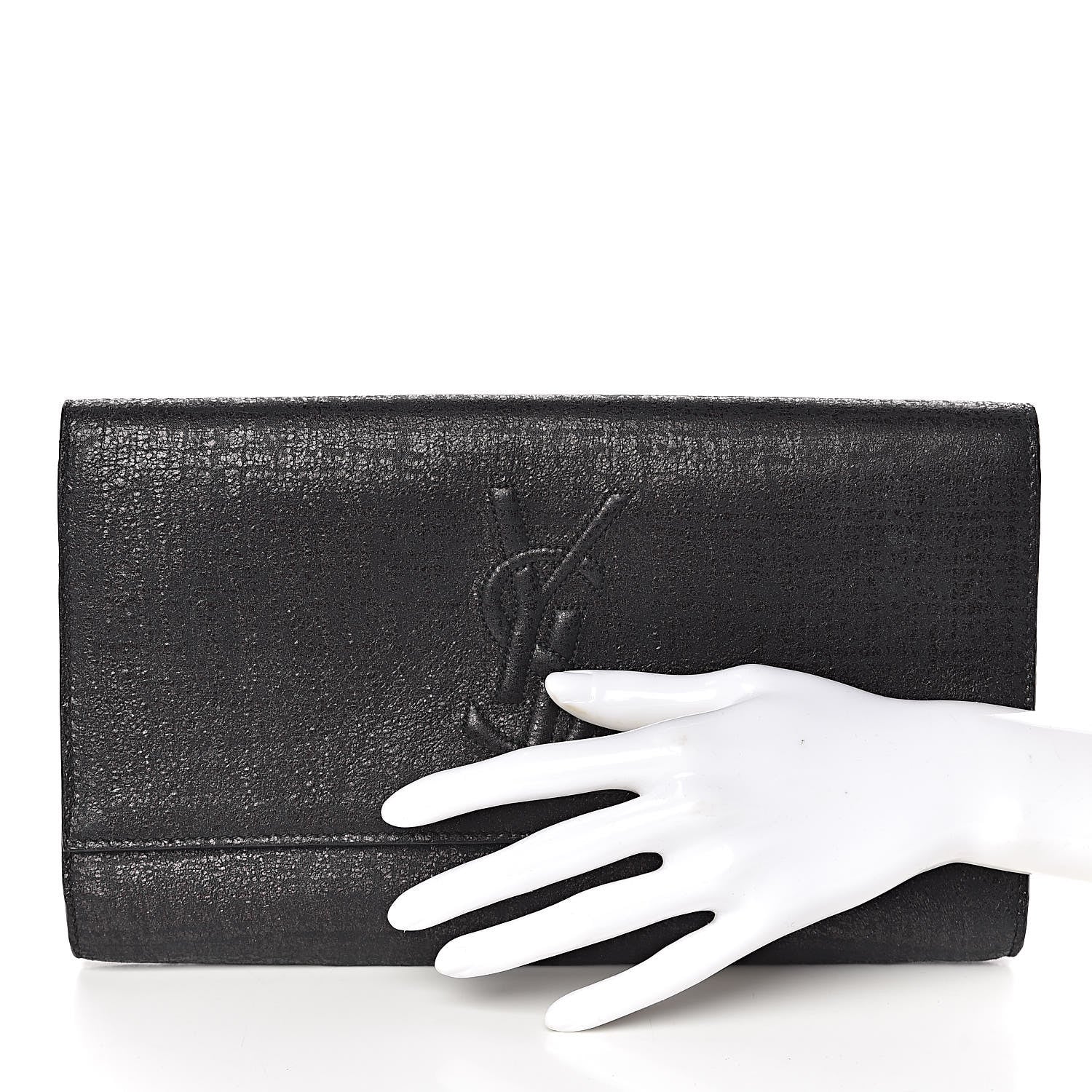 Saint Laurent Glitter Calfskin Large Belle De Jour Clutch Black 2 of 8