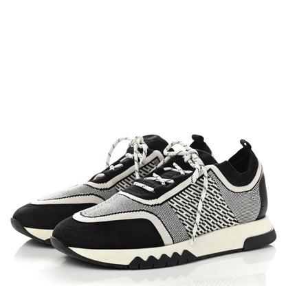 Hermes Knit Goatskin Mens Addict Sneakers 41 Black White 3 of 9