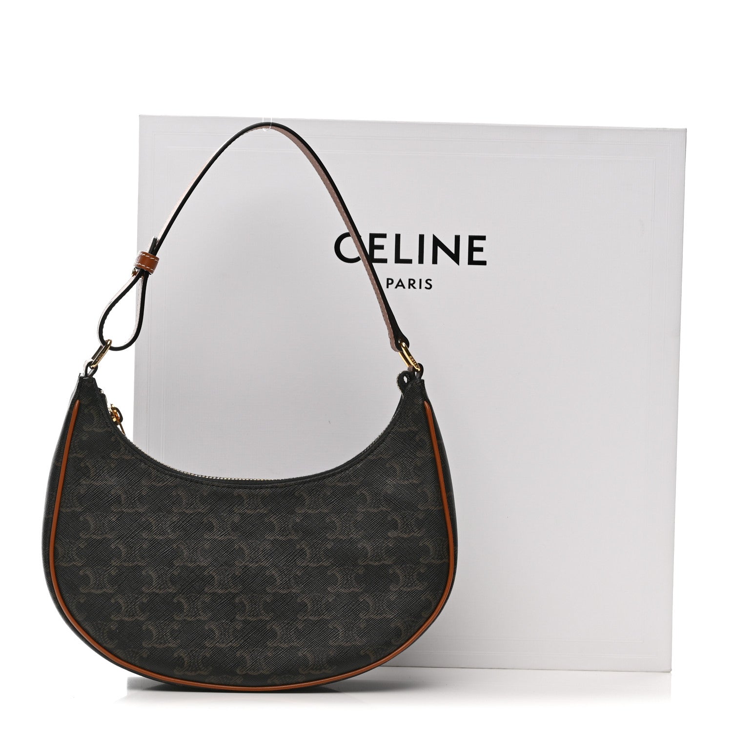 Celine Triomphe Canvas Calfskin Ava Shoulder Bag Tan 12 of 12