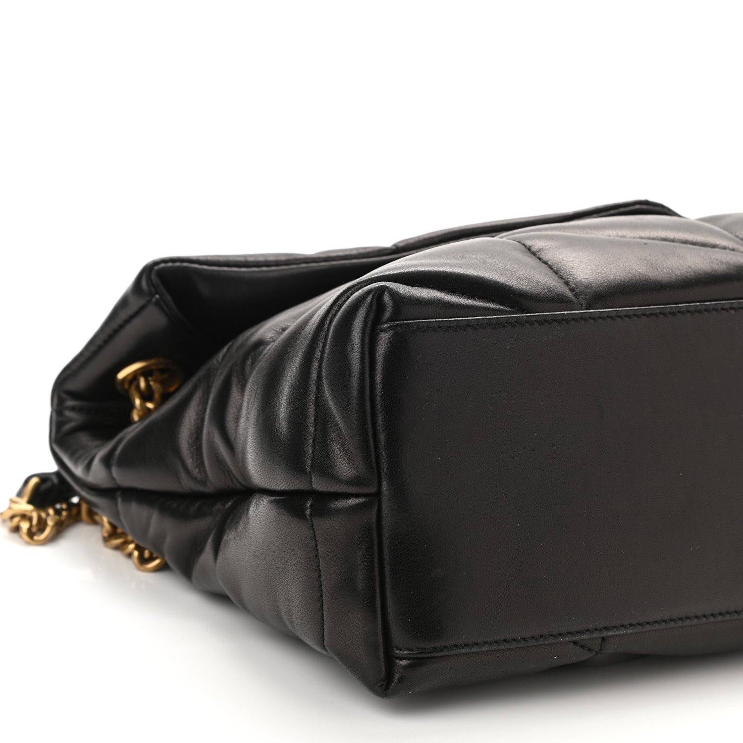 Saint Laurent Lambskin Quilted Small Loulou Puffer Monogram Chain Satchel Black 10 of 11