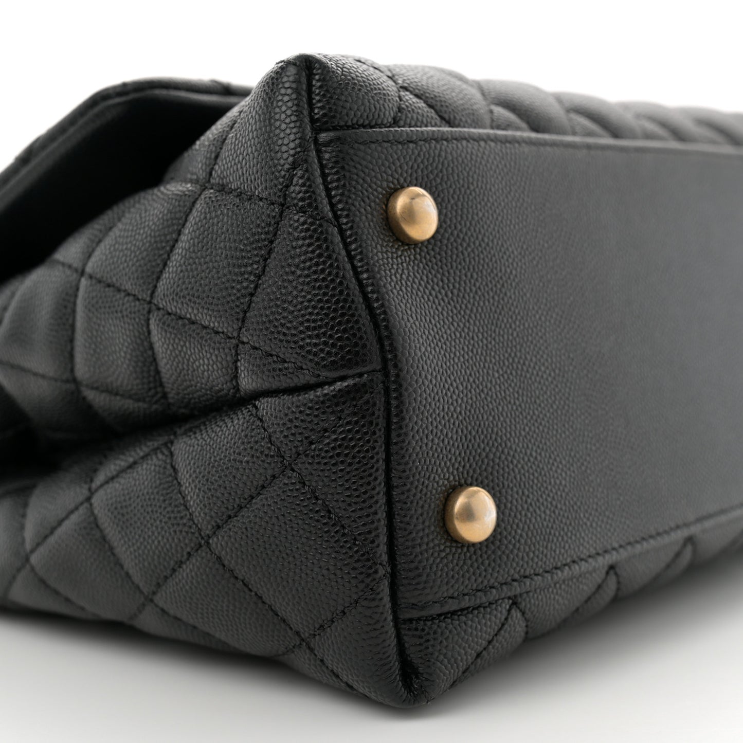 Caviar Lizard Embossed Quilted Small Coco Handle Flap Black
