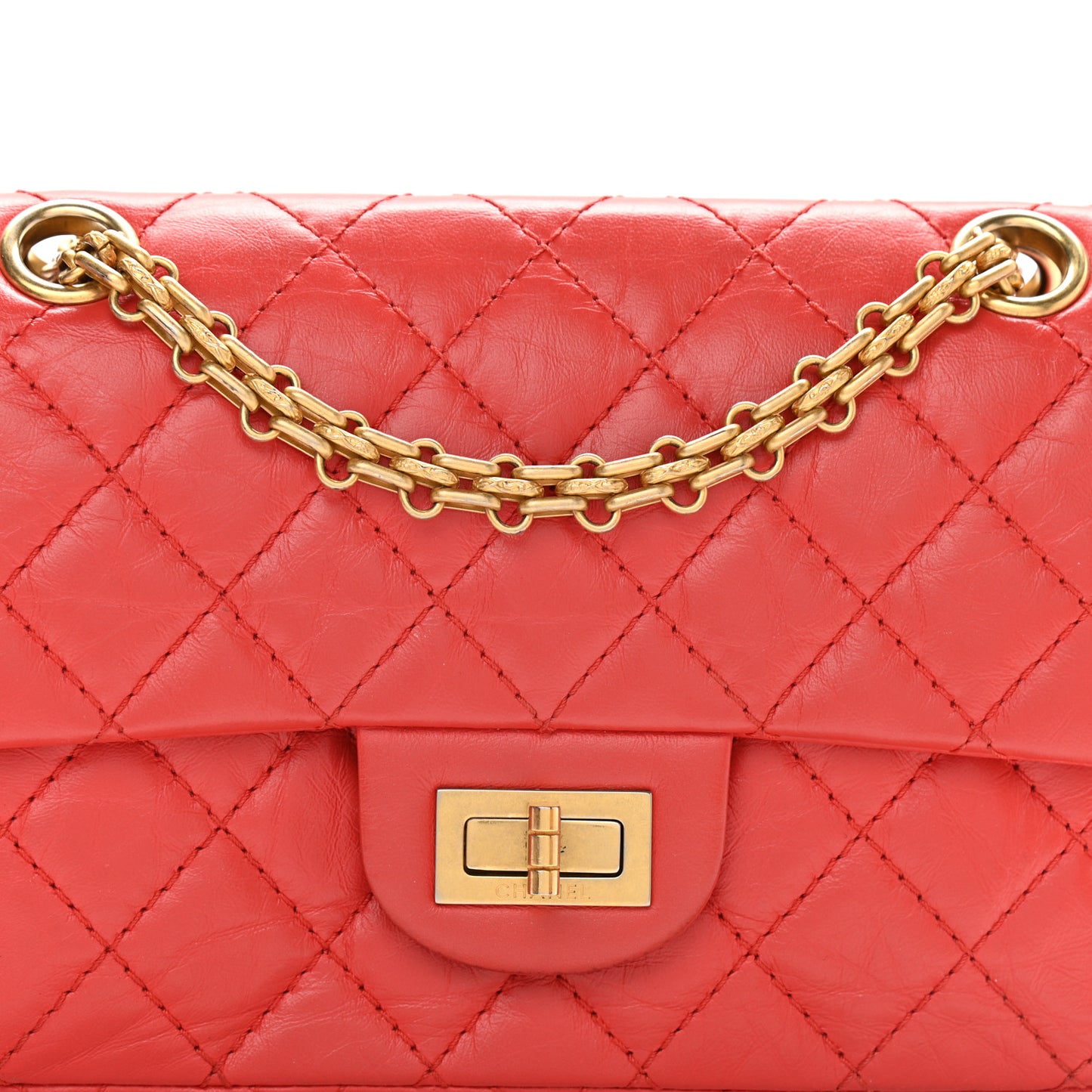 Aged Calfskin Quilted 2.55 Reissue Mini Flap Red