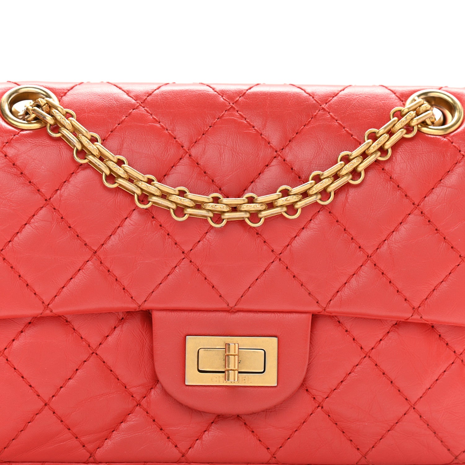 Chanel Aged Calfskin Quilted 2.55 Reissue Mini Flap Red 7 of 10